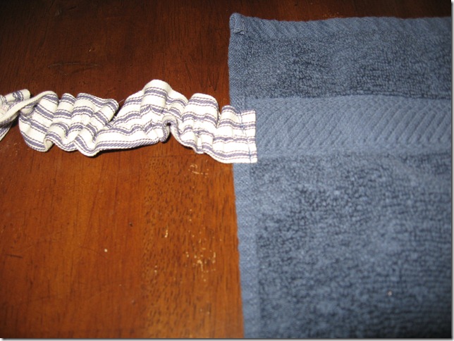 ruffle sewn to back of towel