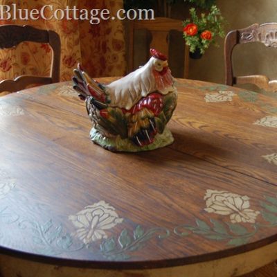 Custom plaster design on a beautiful, old table