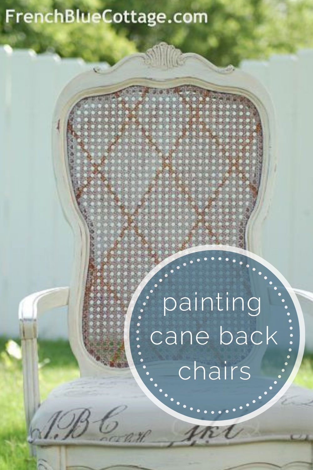 painted pattern on cane back chair