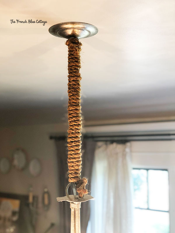rope cord cover on chandelier chain