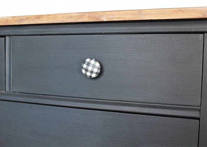 gingham painted dresser knobs