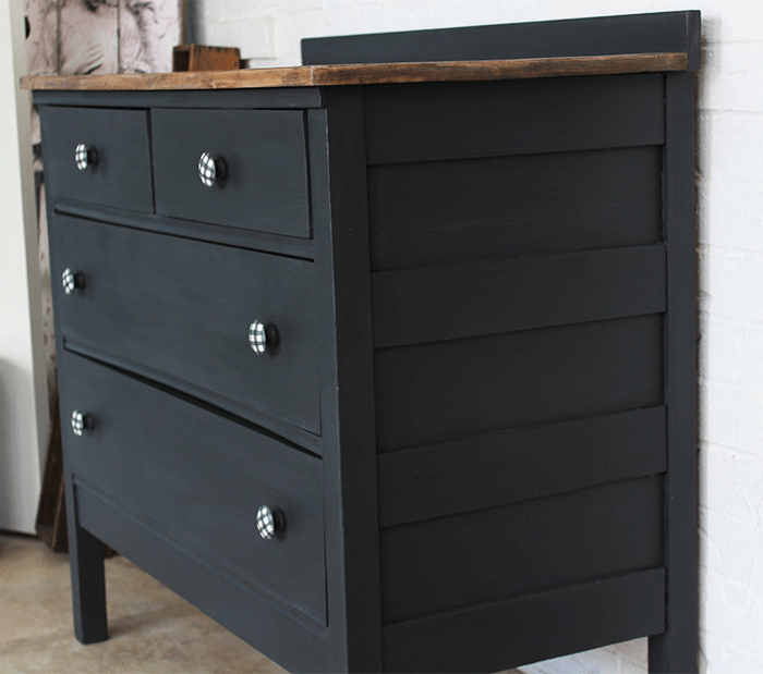 side of the refinished barn dresser 