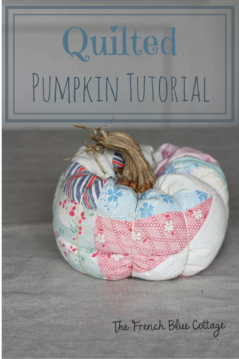 a pumpkin made from an old scrap of a quilt; a tutorial