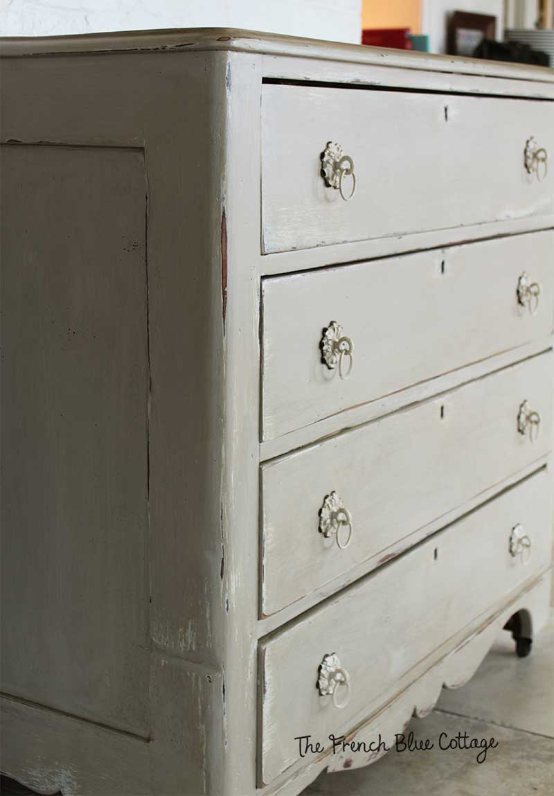 Antique paint finish on a dresser for my entryway.