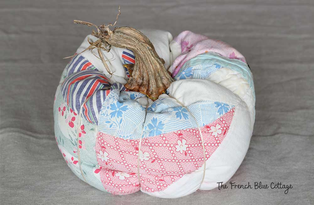 Make a cute pumpkin from an old quilt.