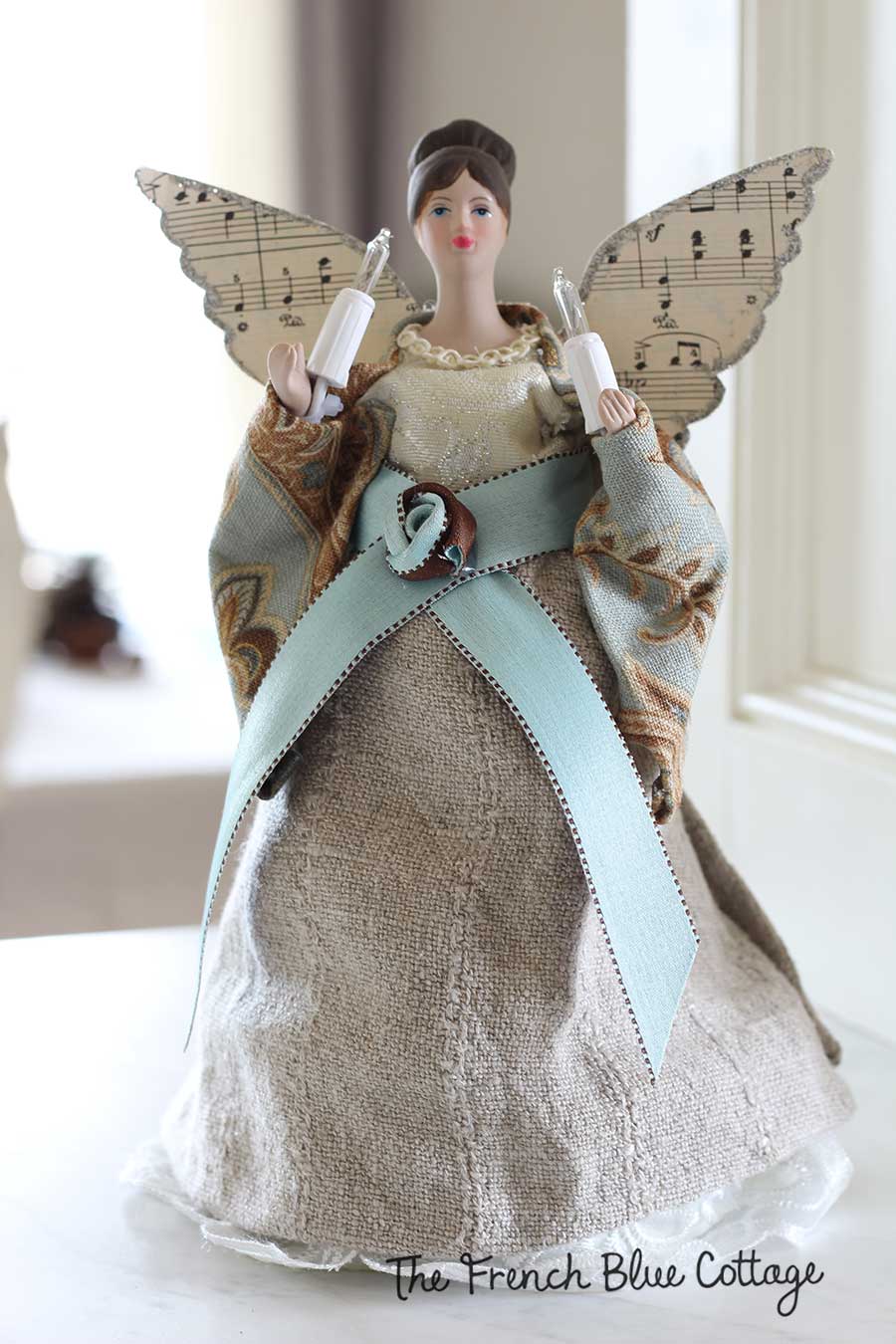 Christmas tree angel gets a French country makeover.