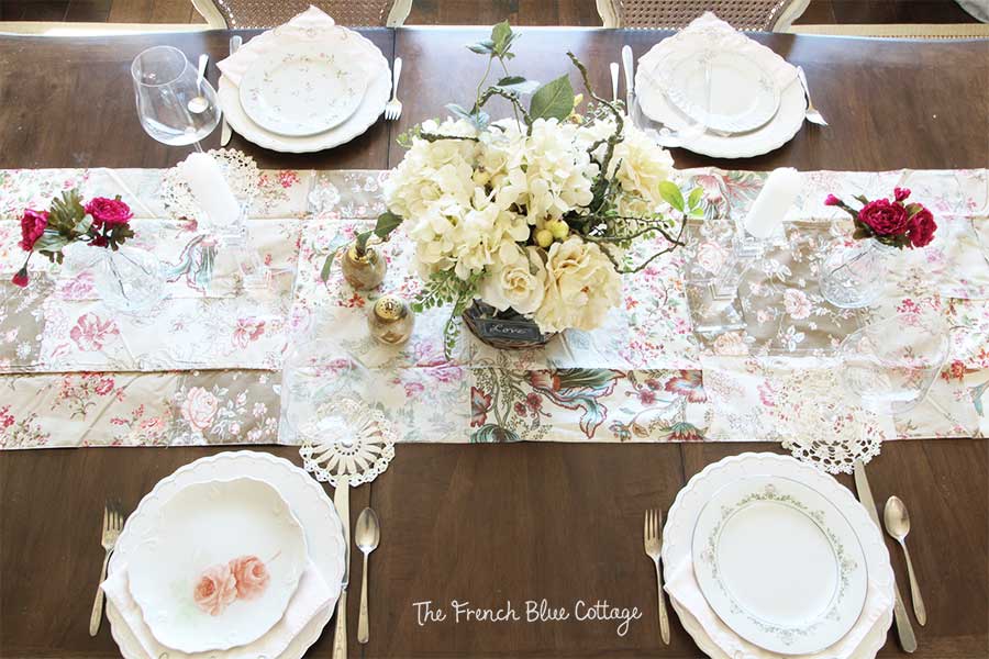 Valentine's table with mismatched china 