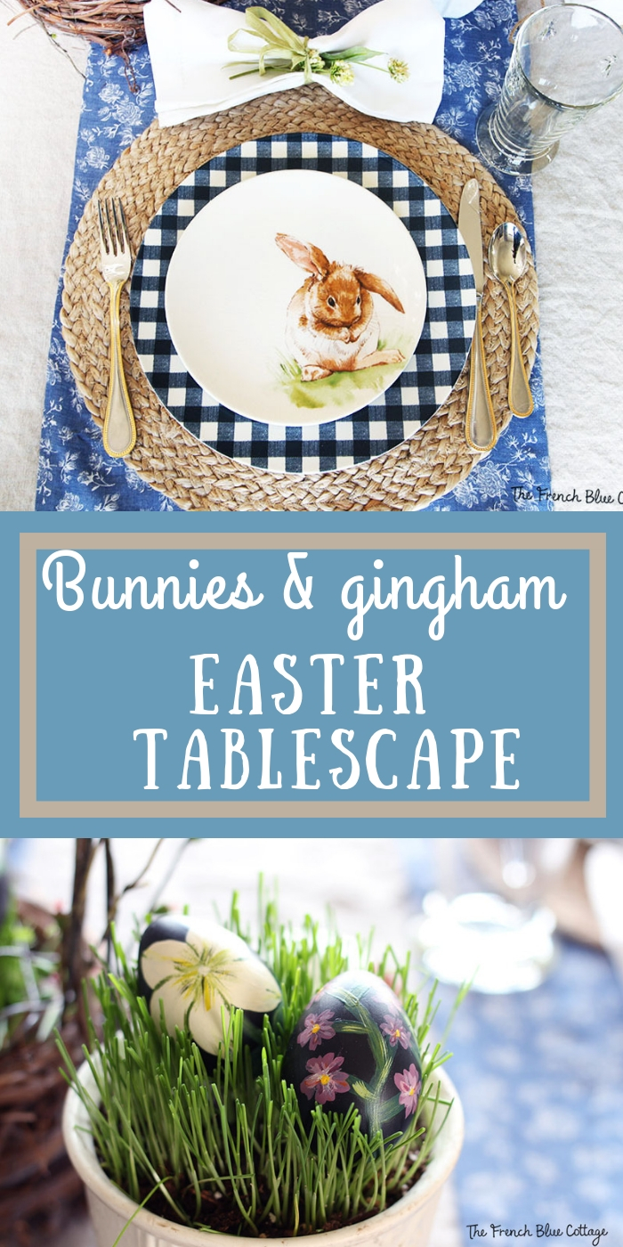 bunnies and gingham table setting