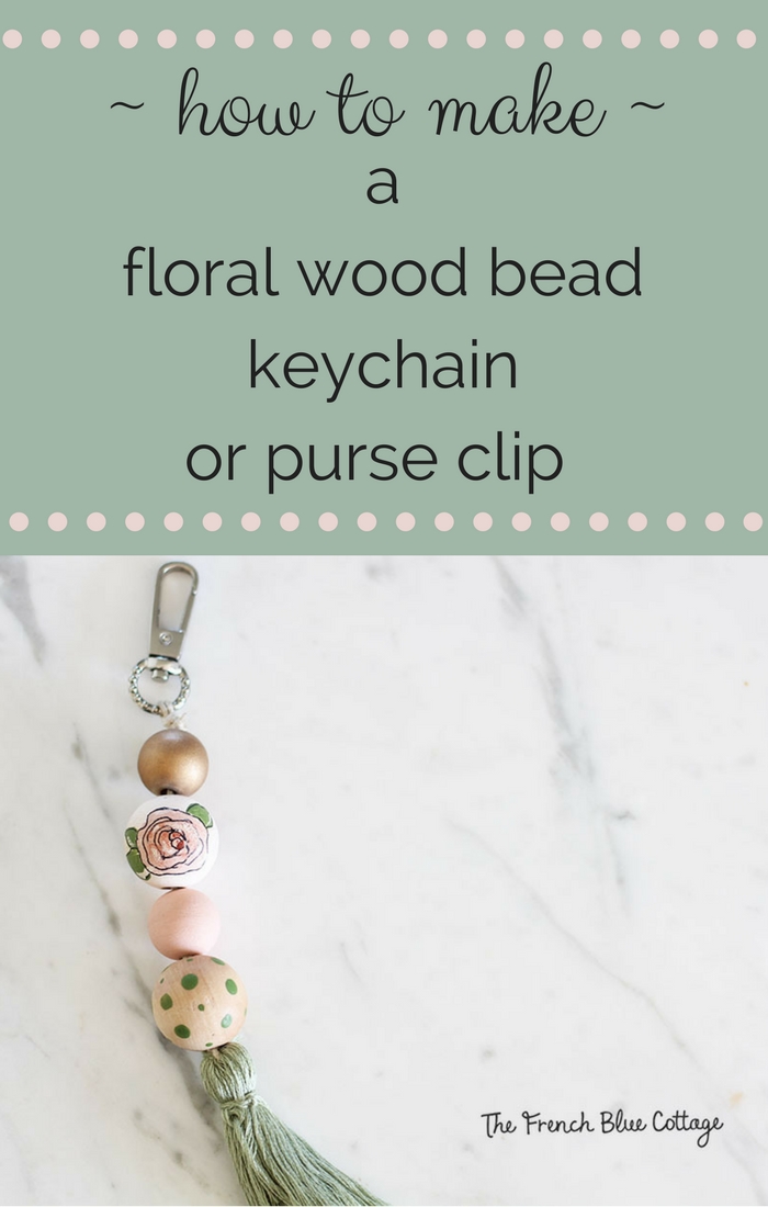 diy painted floral keychain or purse clip