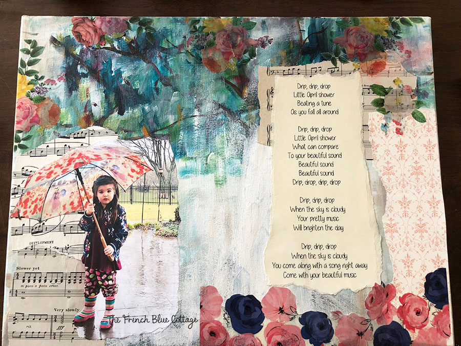 Music lyrics mixed media collage.