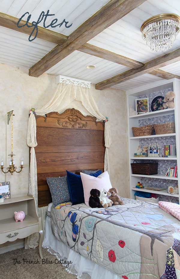 French country bedroom for a little girl: before and after.