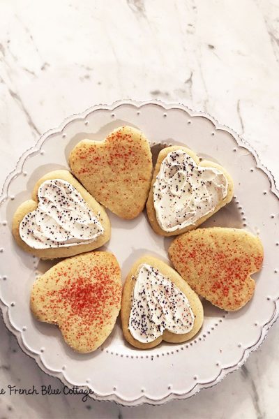 plate of Valentine's Day heart sugar cookies