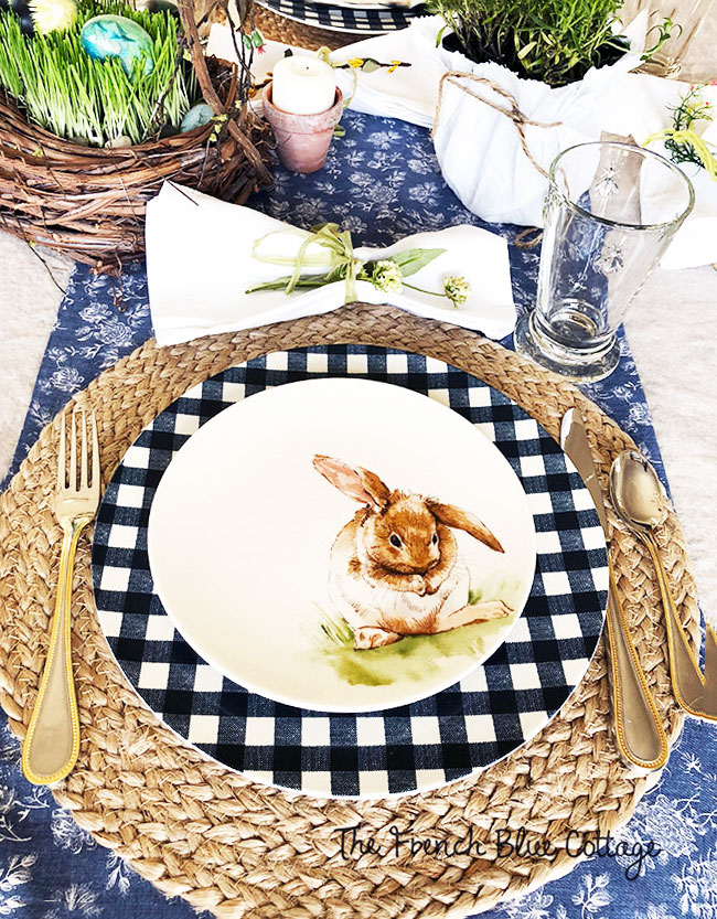 bunny and gingham place setting