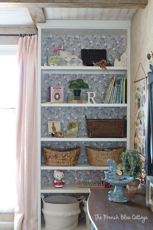 Wallpapered Bookshelves  Driven by Decor