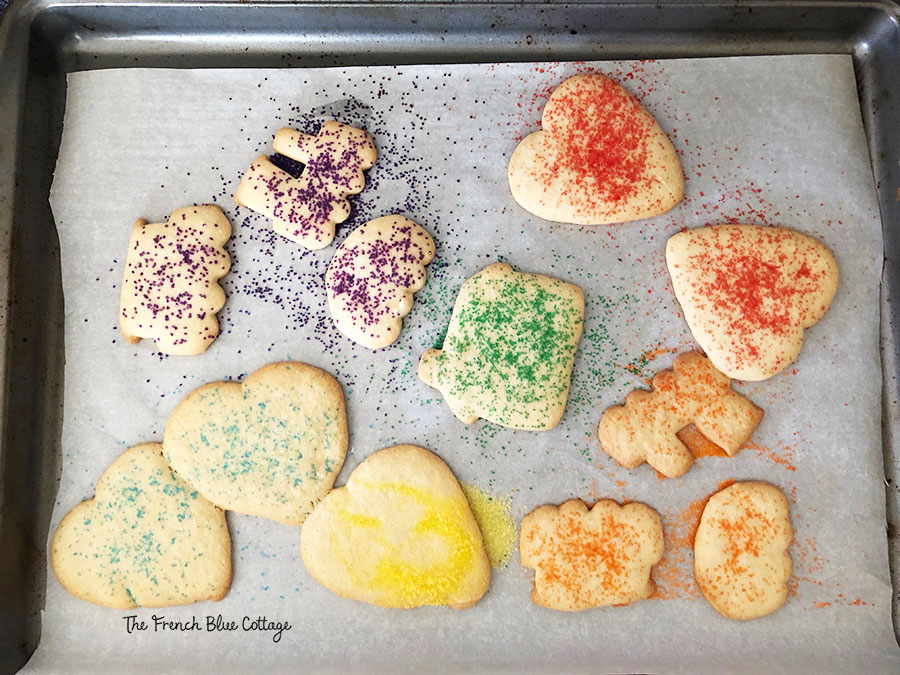 child's colorful sugar cookies