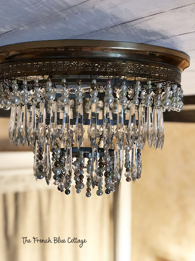 beaded chandelier makeover