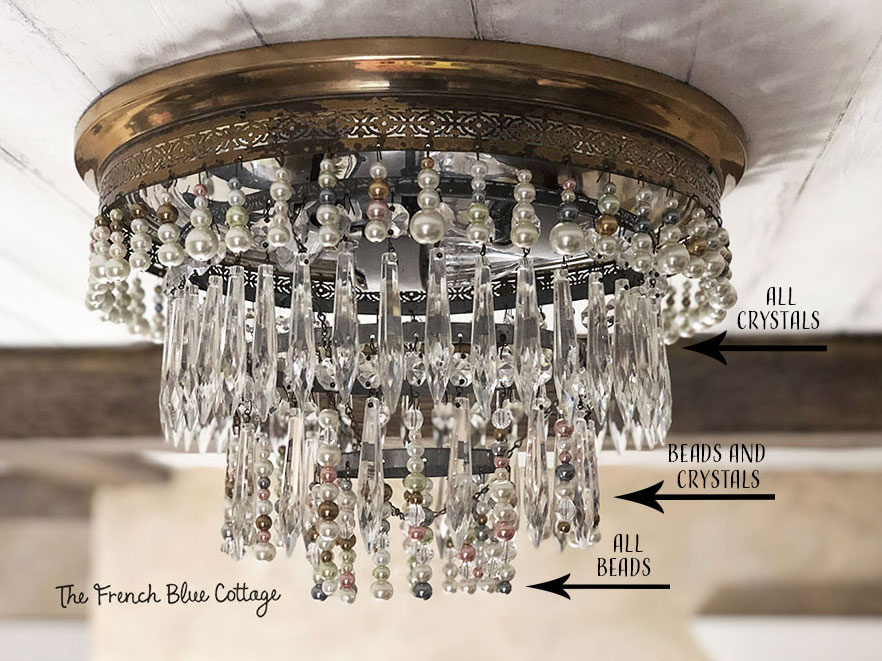 beads crystals on chandelier