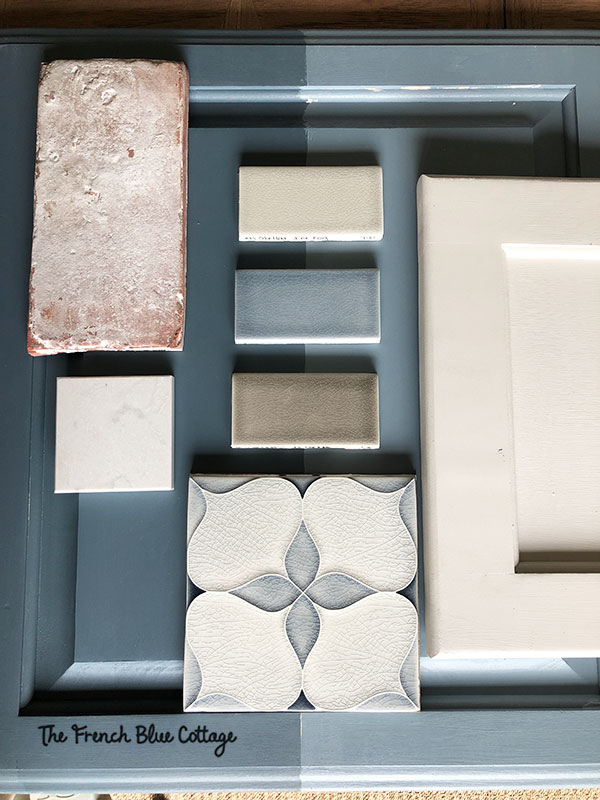 inspiration tile and paint samples for kitchen remodel