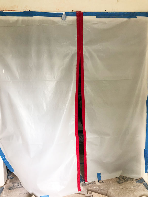 construction sheeting with zipper