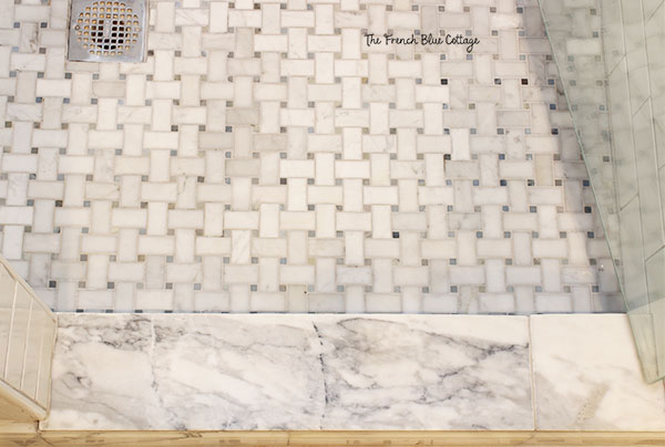 marble basketweave shower floor