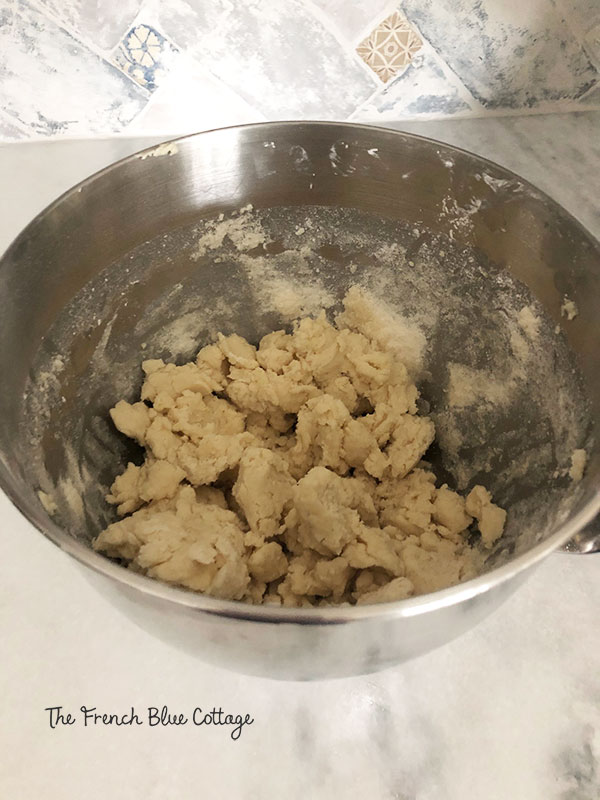 shortbread cookie dough in mixing bowl