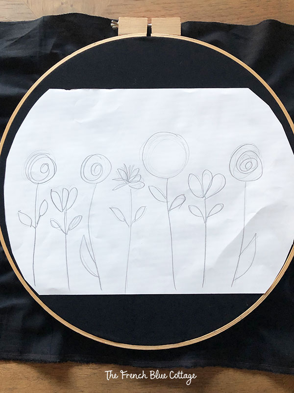 sketch of embroidery flowers