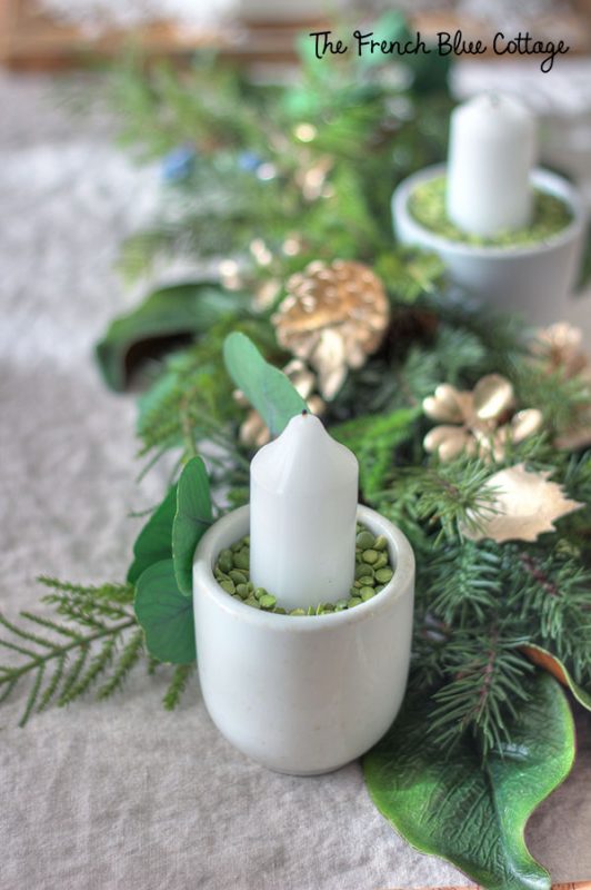 christmas candle with split pea filler