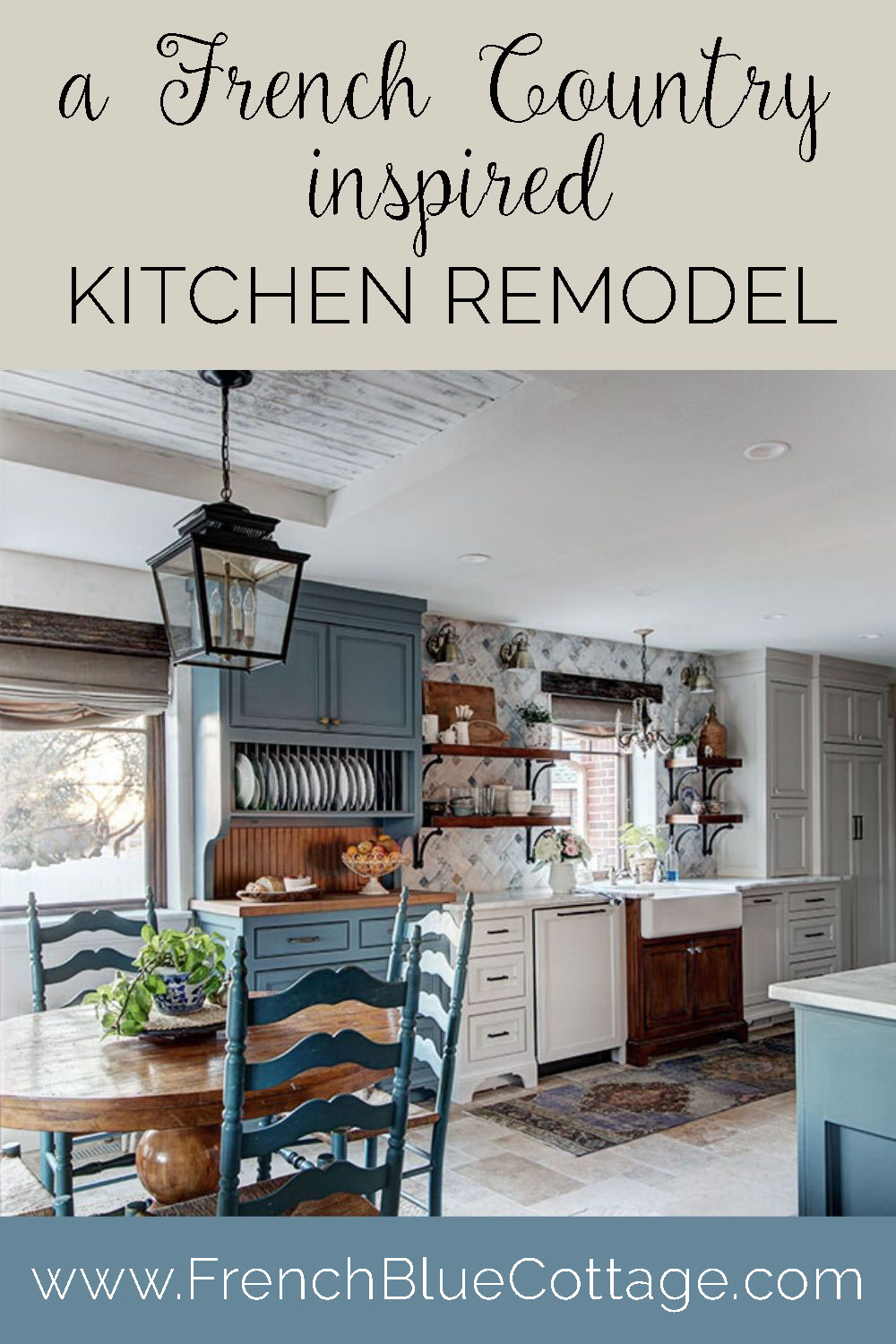 Country Style Kitchen with Pot Rack - Country - Kitchen