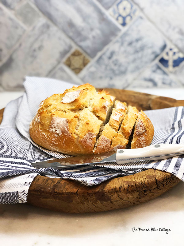 easy bread on a breadboard