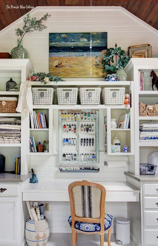 craft room art studio makeover bookshelves