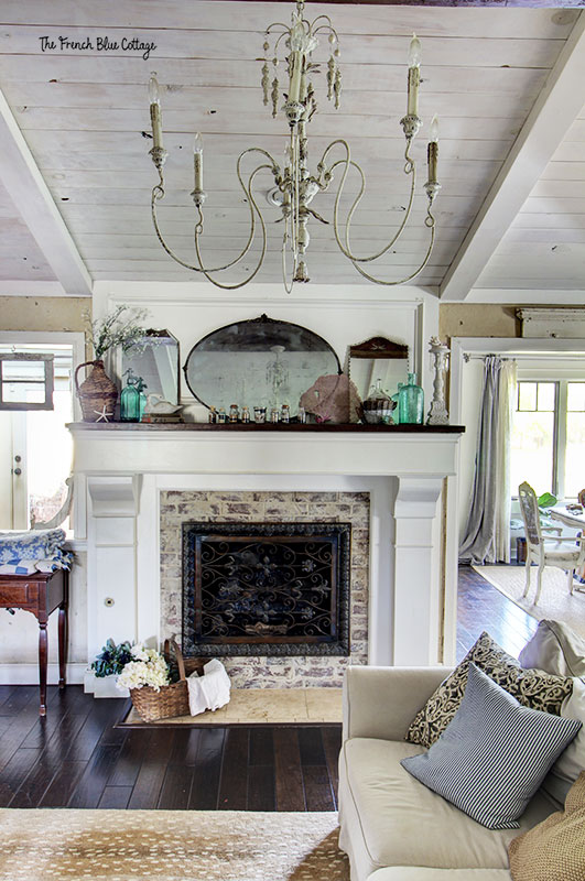 coastal inspired mantel in French Country home