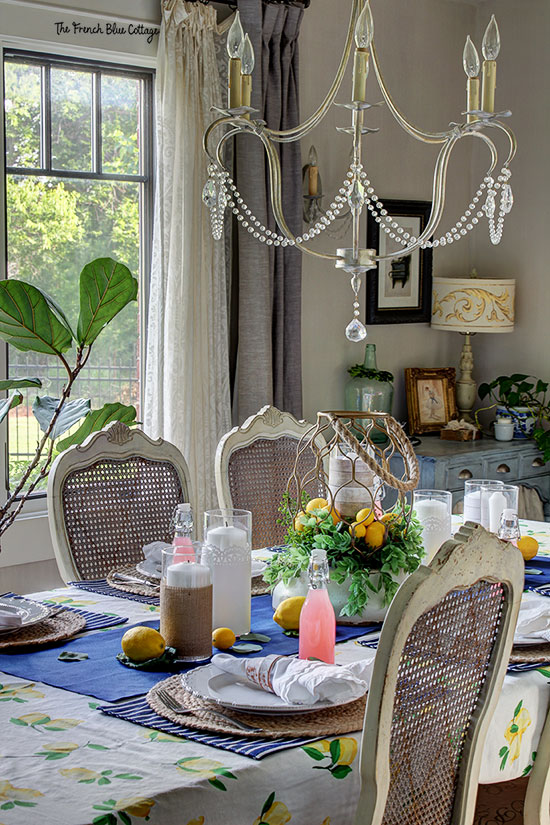 lemon tablescape french country dining room