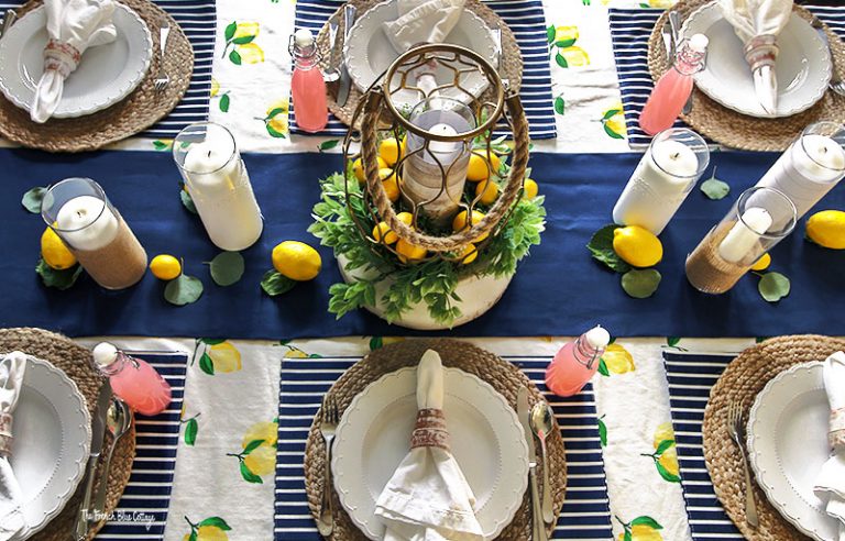 Sunny Lemon Tablescape and DIY Paper-Wrapped Vases