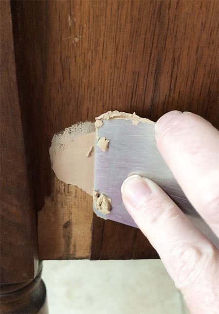 using wood filler to repair veneer