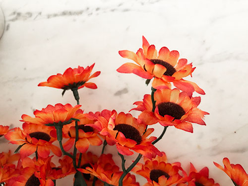 cheap, orange silk flowers